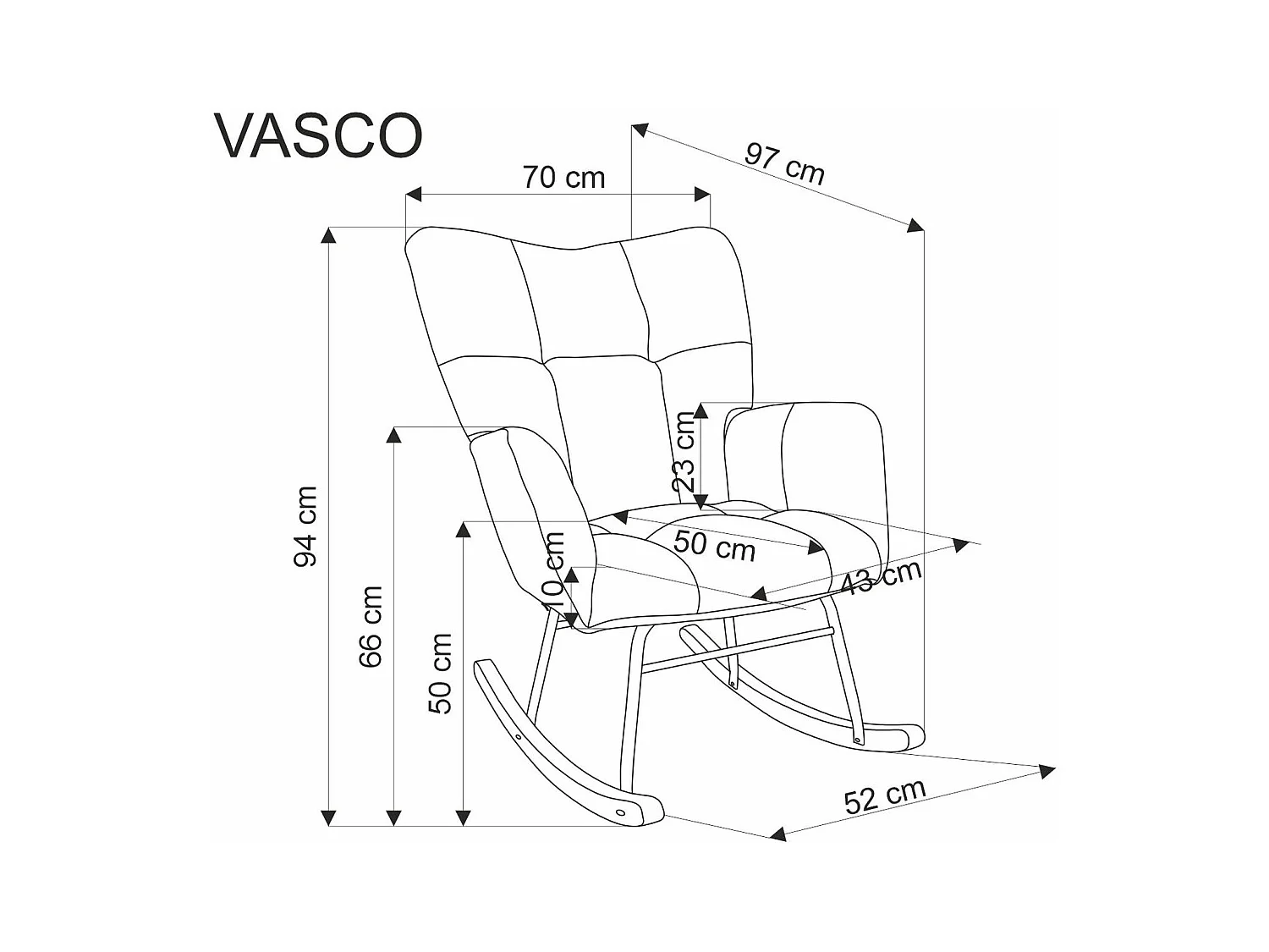Schaukelstuhl Vasco/Stoffbezug/ Beige