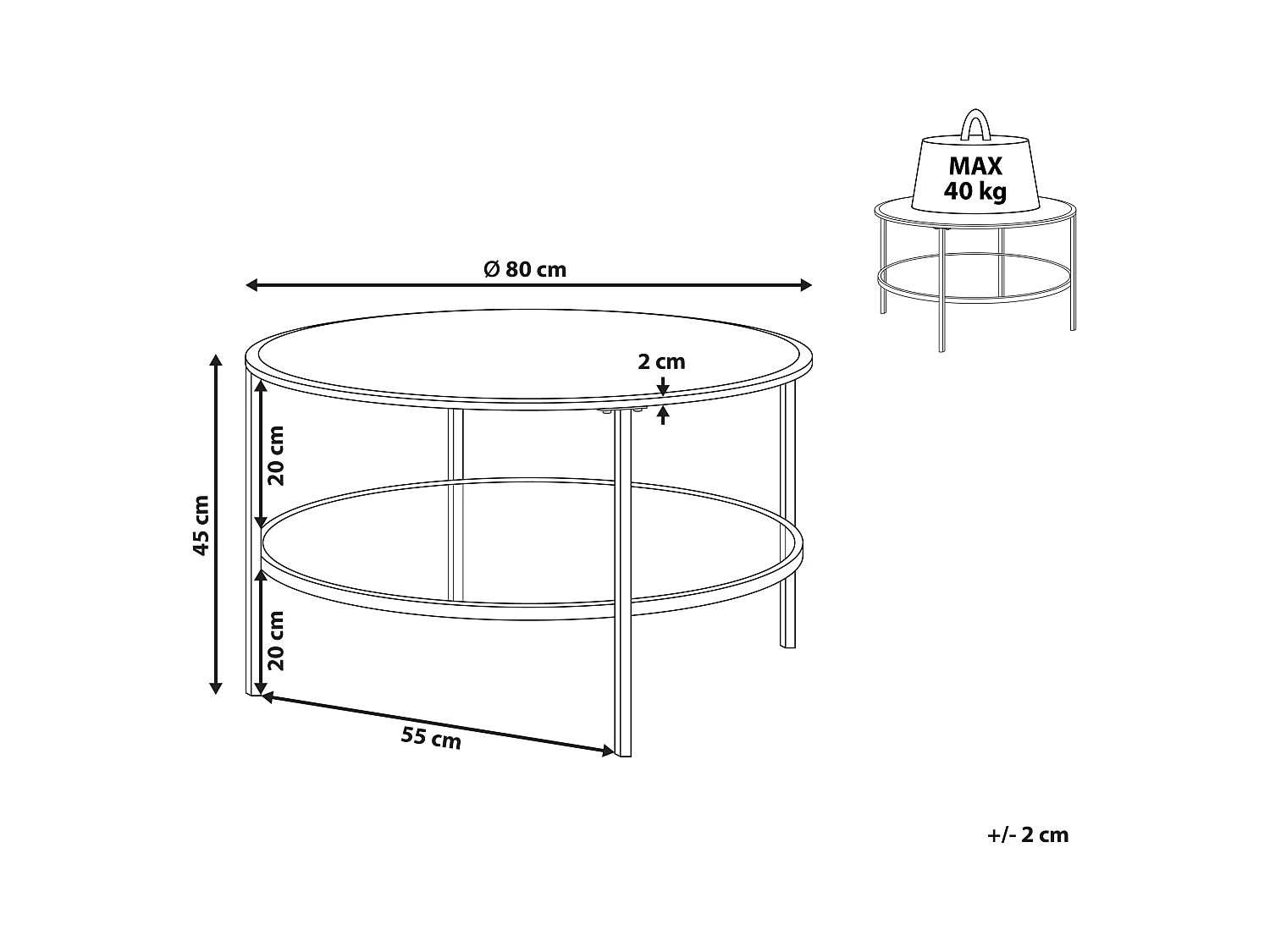 Table basse TELLAKA Verre de sécurité Noir
