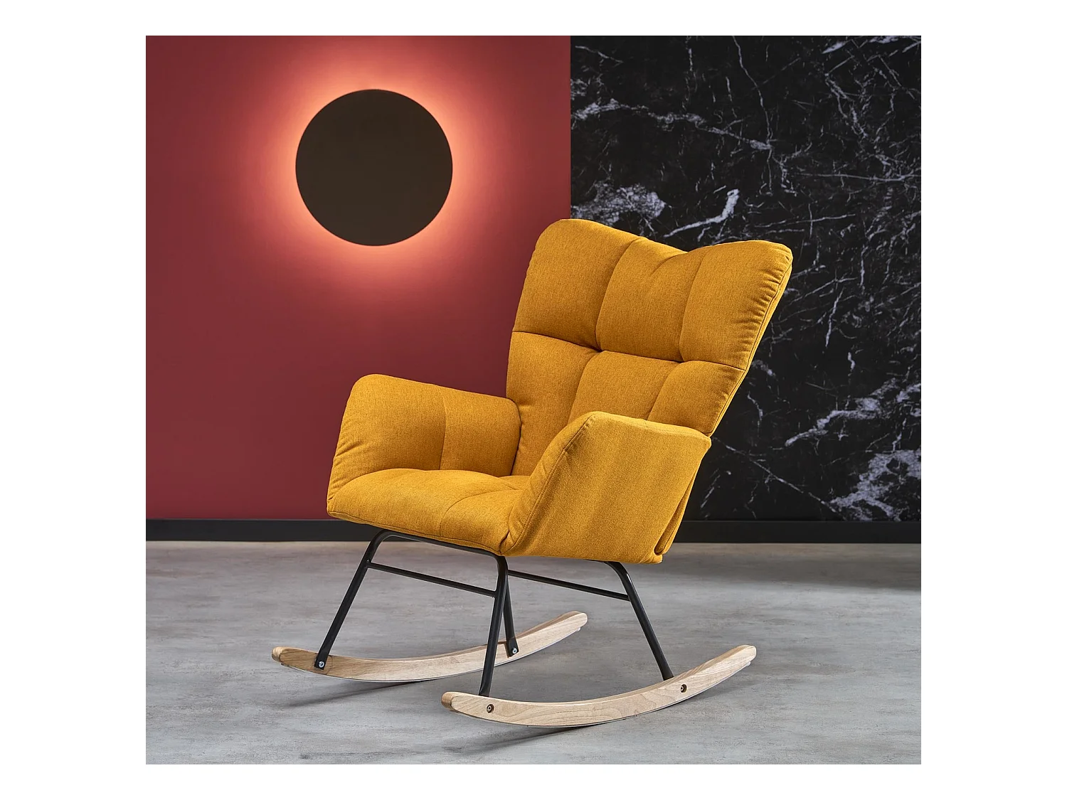 Fauteuil à bascule Vasco / revêtement en tissu / orange
