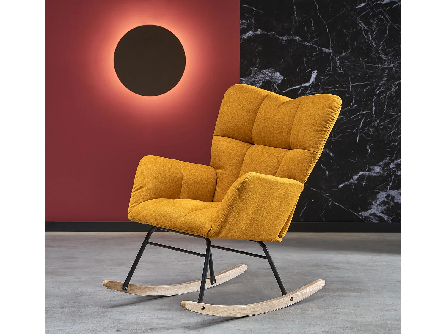 Fauteuil à bascule Vasco / revêtement en tissu / orange