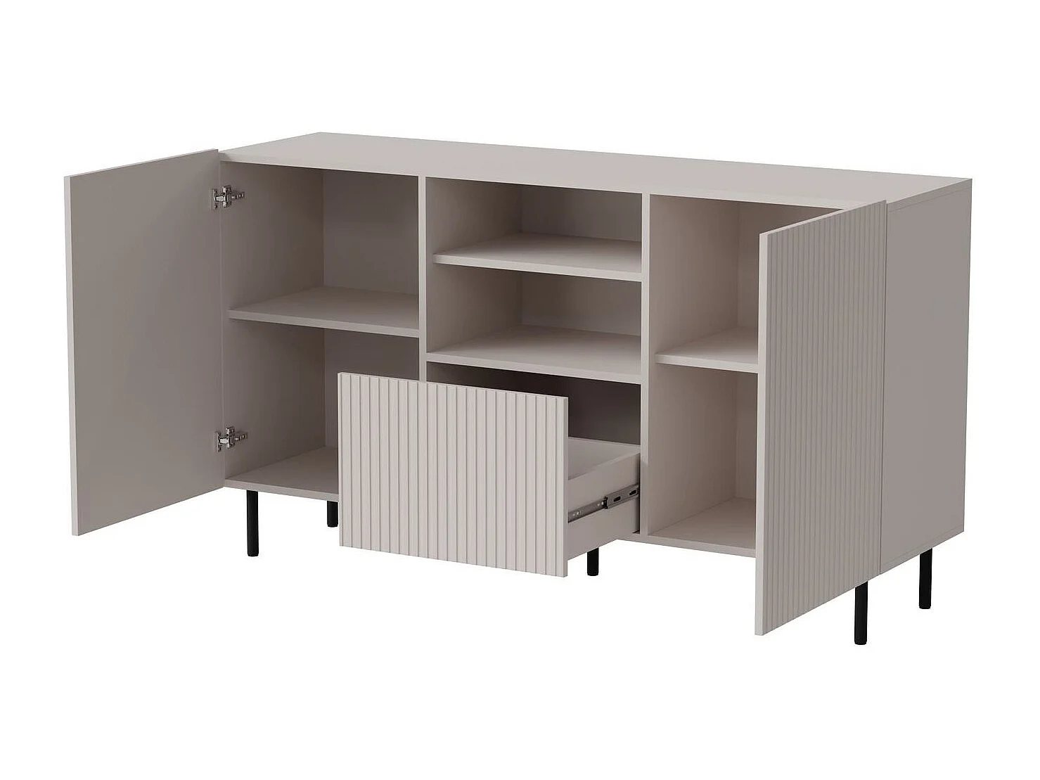 Sideboard Paxos-H/Drehtüren&Schublade/MDF/Grau