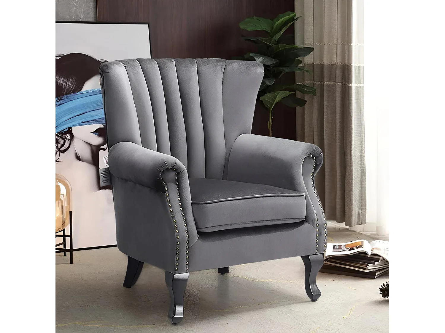 Poltrona relax Titan/Rivestimento in tessuto velluto/Grigio