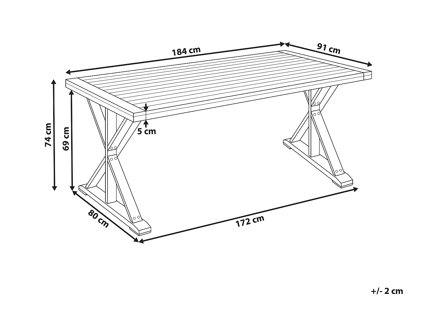 Table de salle à manger de jardin CALABRITTO 90 cm 180 cm Acacia Marron