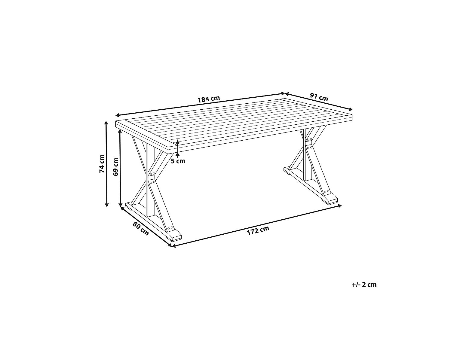 Table de salle à manger de jardin CALABRITTO 90 cm 180 cm Acacia Marron