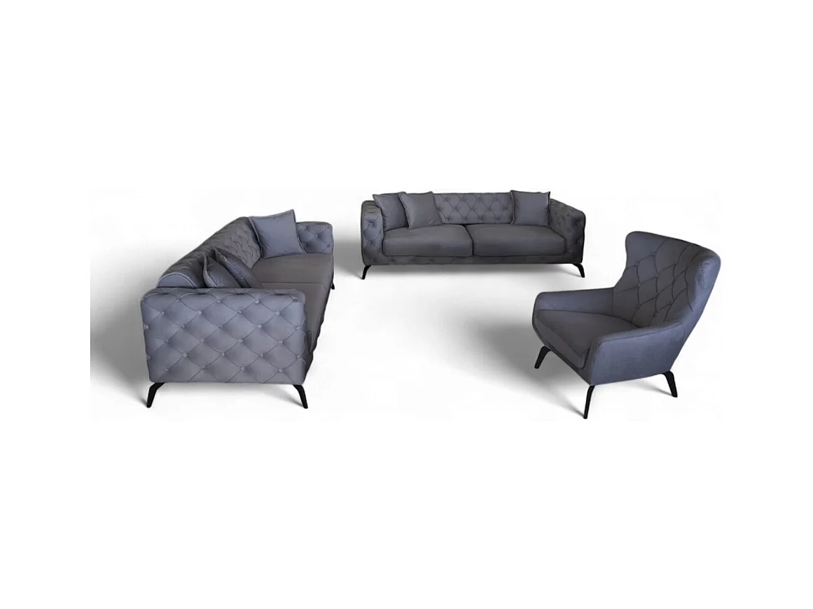 Ensemble canapé Ritz (3+3+1)/Tissu/Anthracite