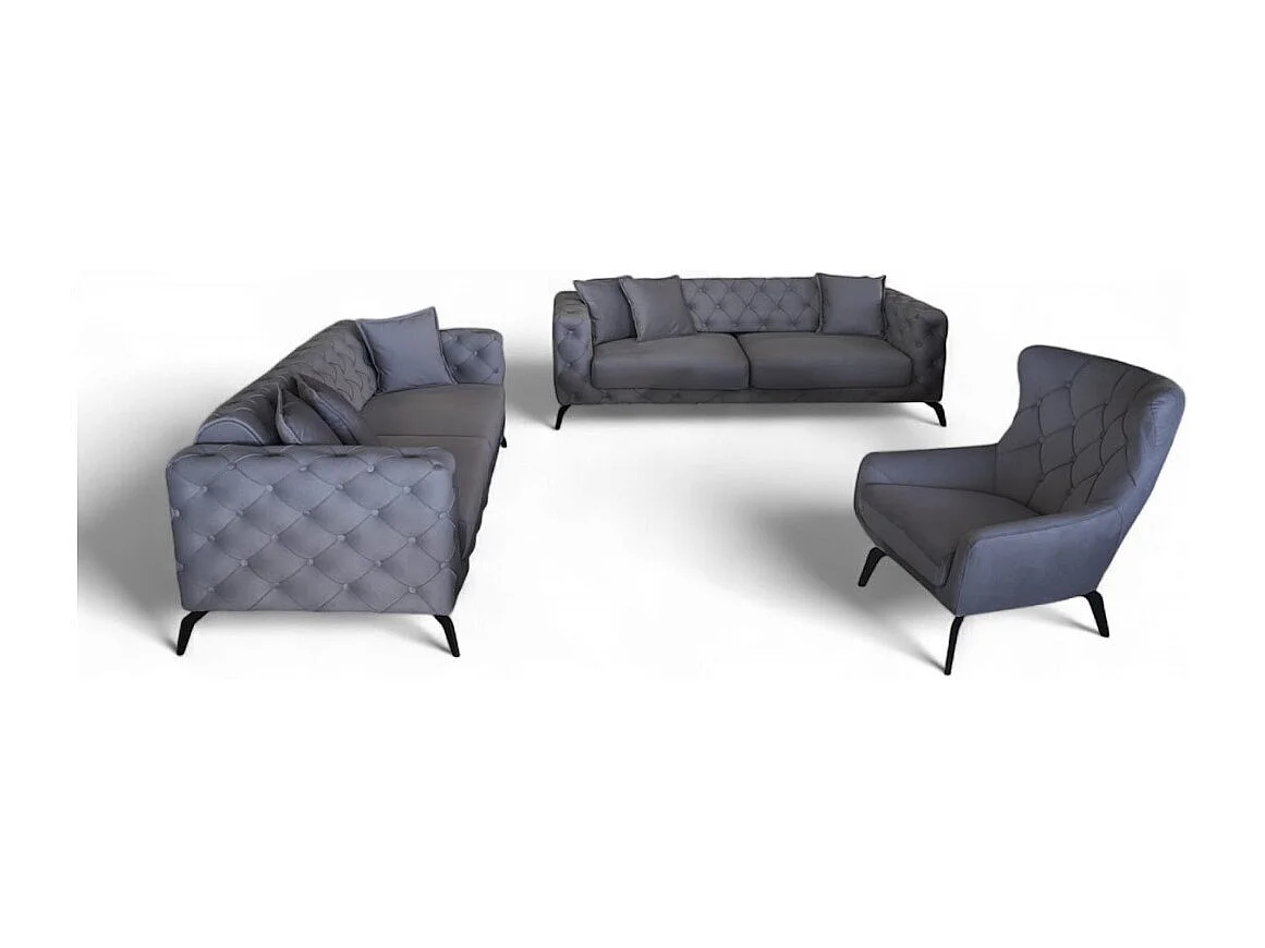 Ensemble canapé Ritz (3+3+1)/Tissu/Anthracite