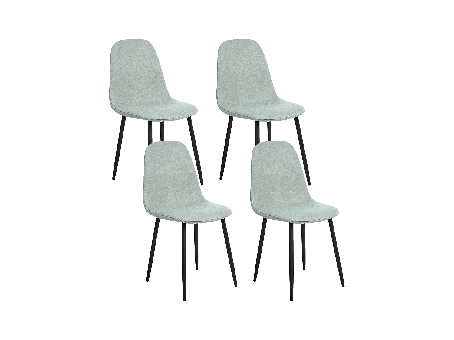 Lot de 4 chaises de salle à manger CRANDALL Tissu Vert clair