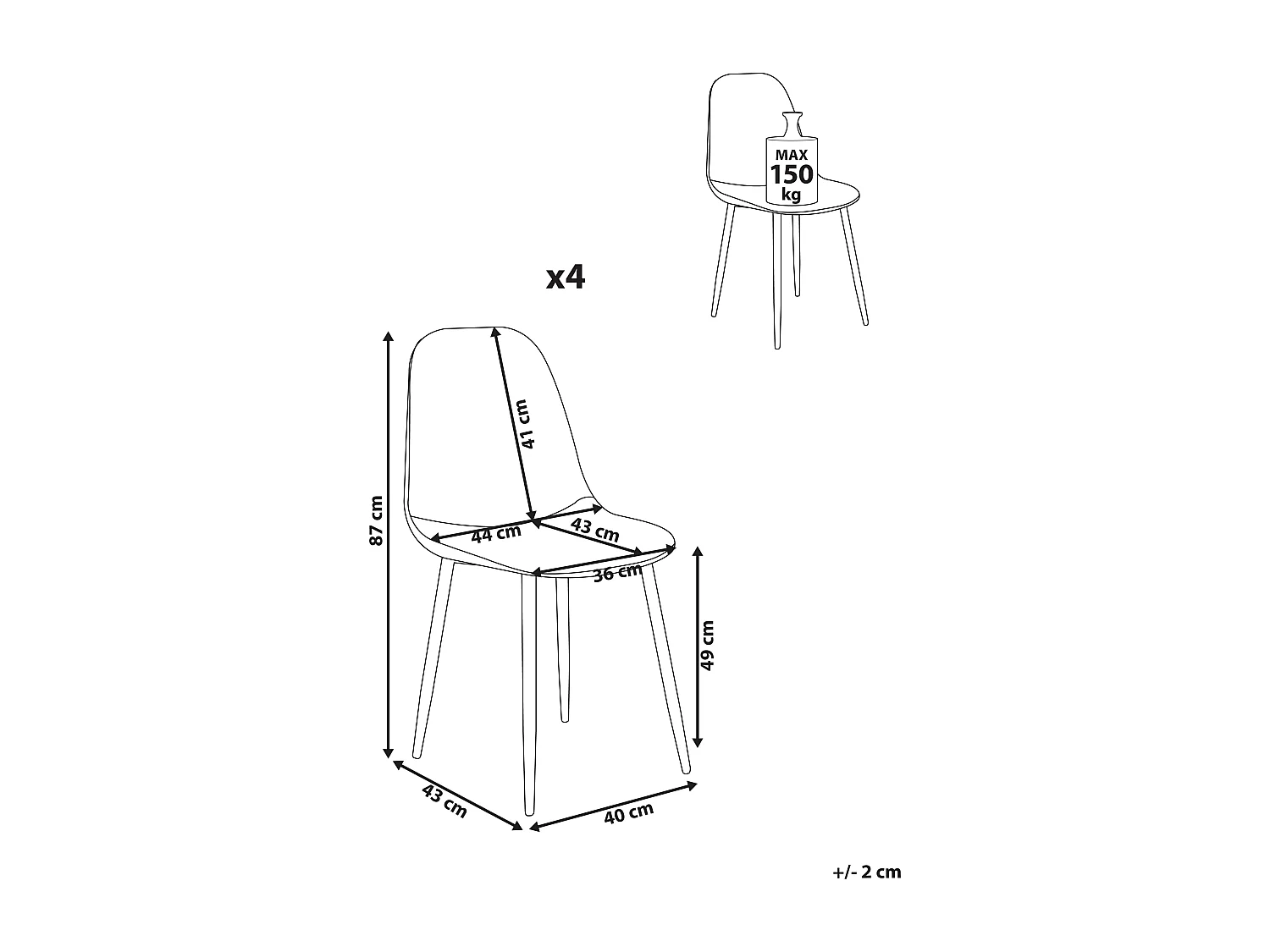 Lot de 4 chaises de salle à manger CRANDALL Tissu Vert clair