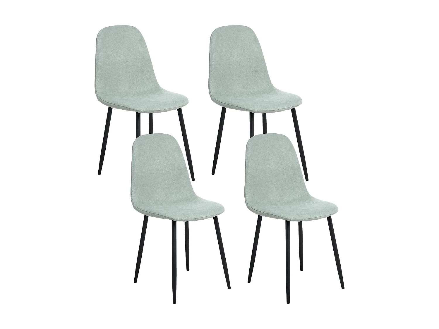 Lot de 4 chaises de salle à manger CRANDALL Tissu Vert clair