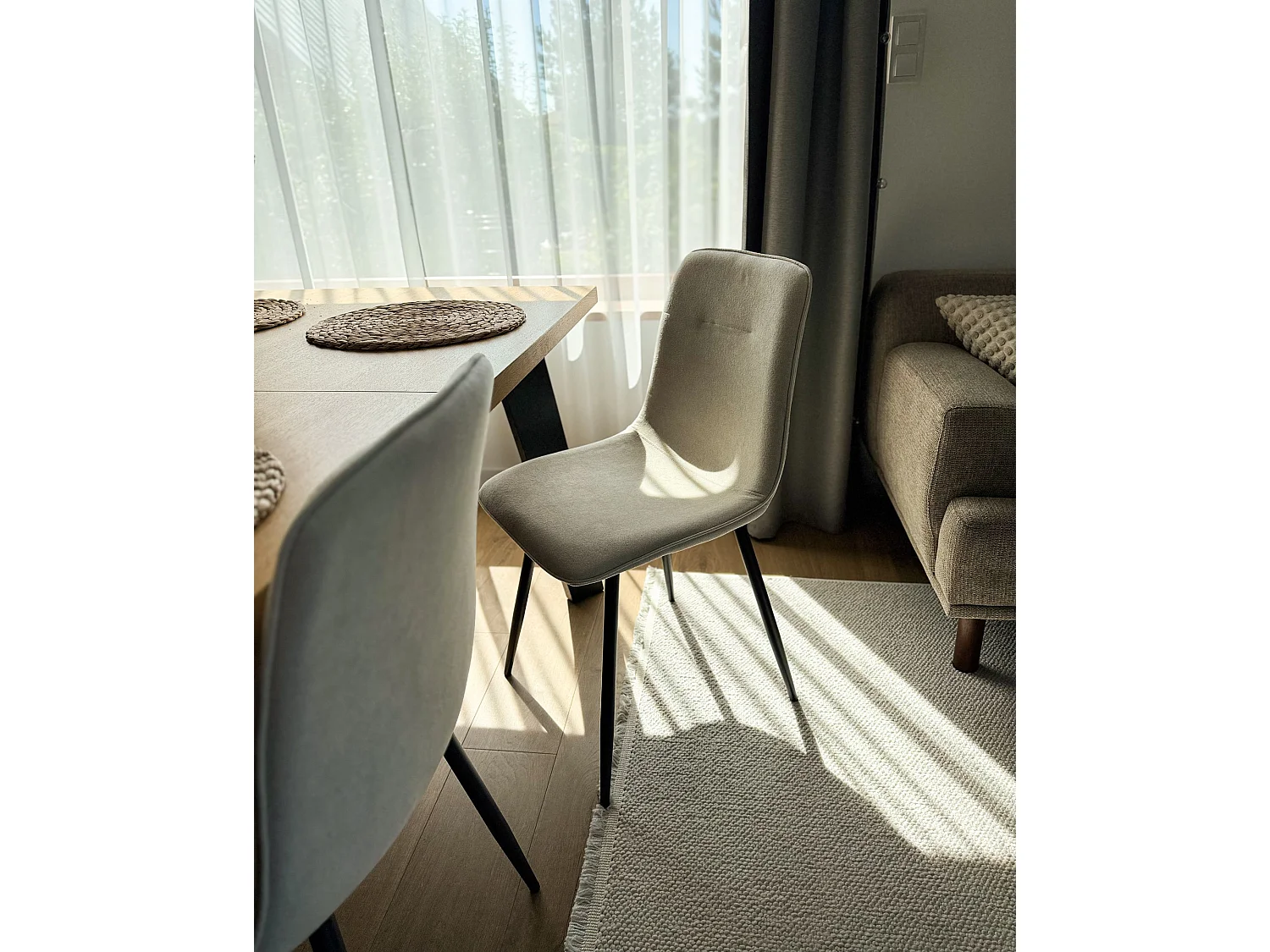 Set of 4 Dining Chairs TUSCOLA Fabric Light Beige