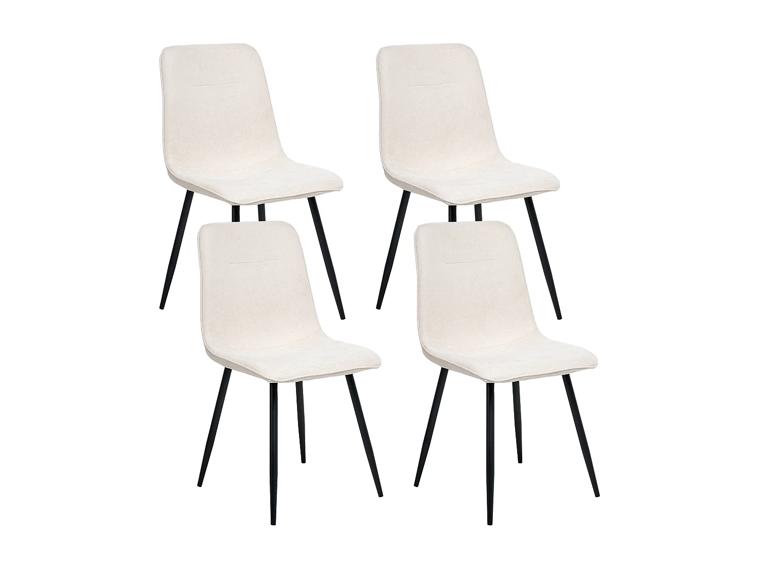 Lot de 4 chaises de salle à manger TUSCOLA Tissu Beige clair