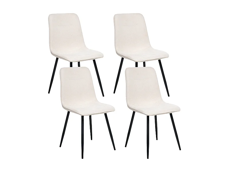 Lot de 4 chaises de salle à manger TUSCOLA Tissu Beige clair