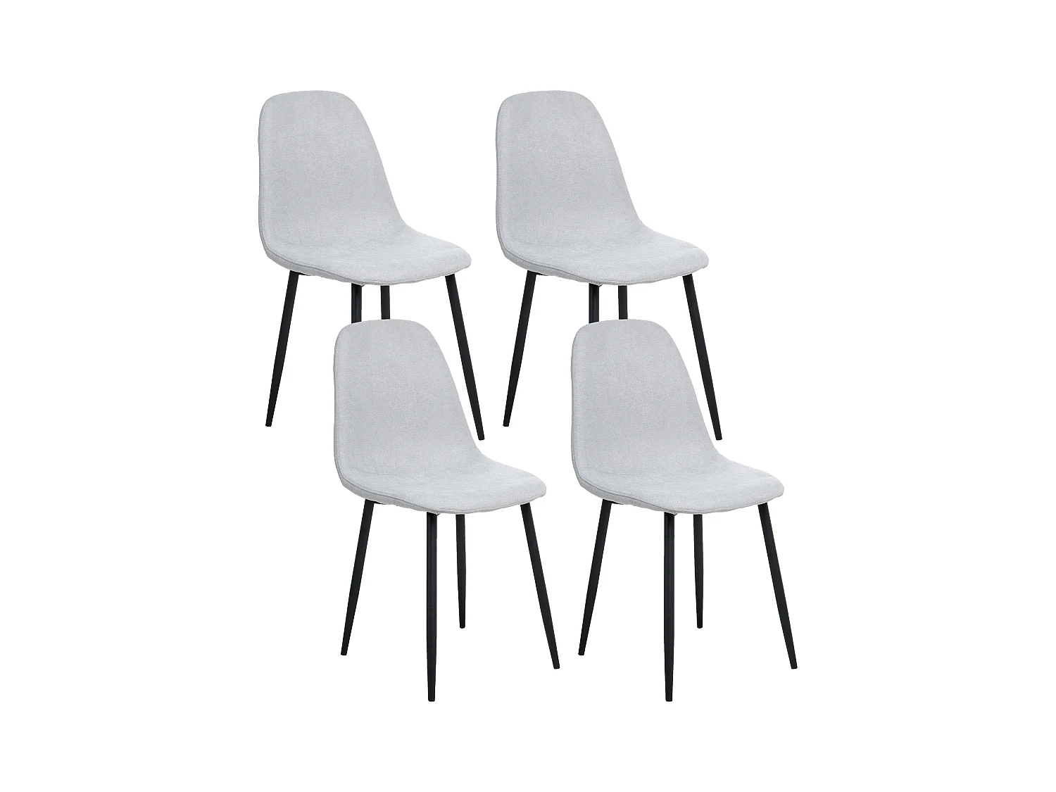 Lot de 4 chaises de salle à manger CRANDALL Tissu Gris clair