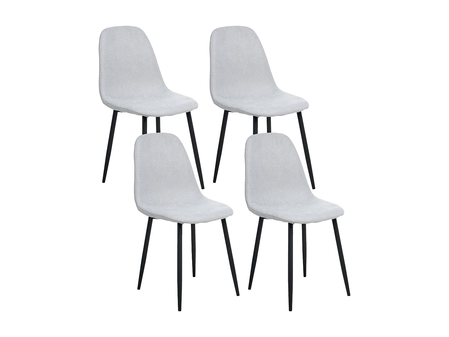 Lot de 4 chaises de salle à manger CRANDALL Tissu Gris clair
