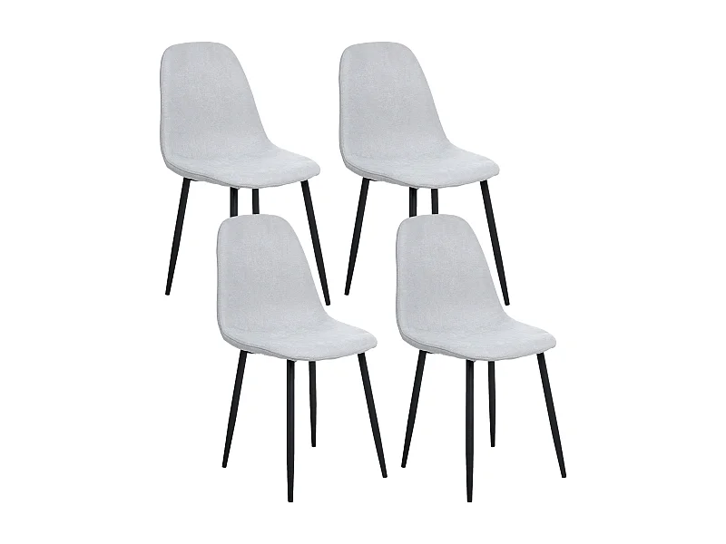 Lot de 4 chaises de salle à manger CRANDALL Tissu Gris clair