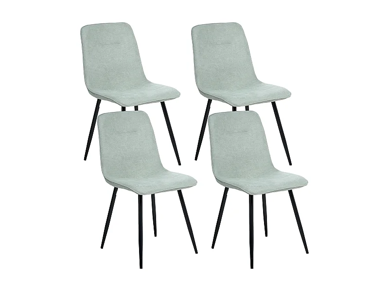Lot de 4 chaises de salle à manger TUSCOLA Tissu Vert clair