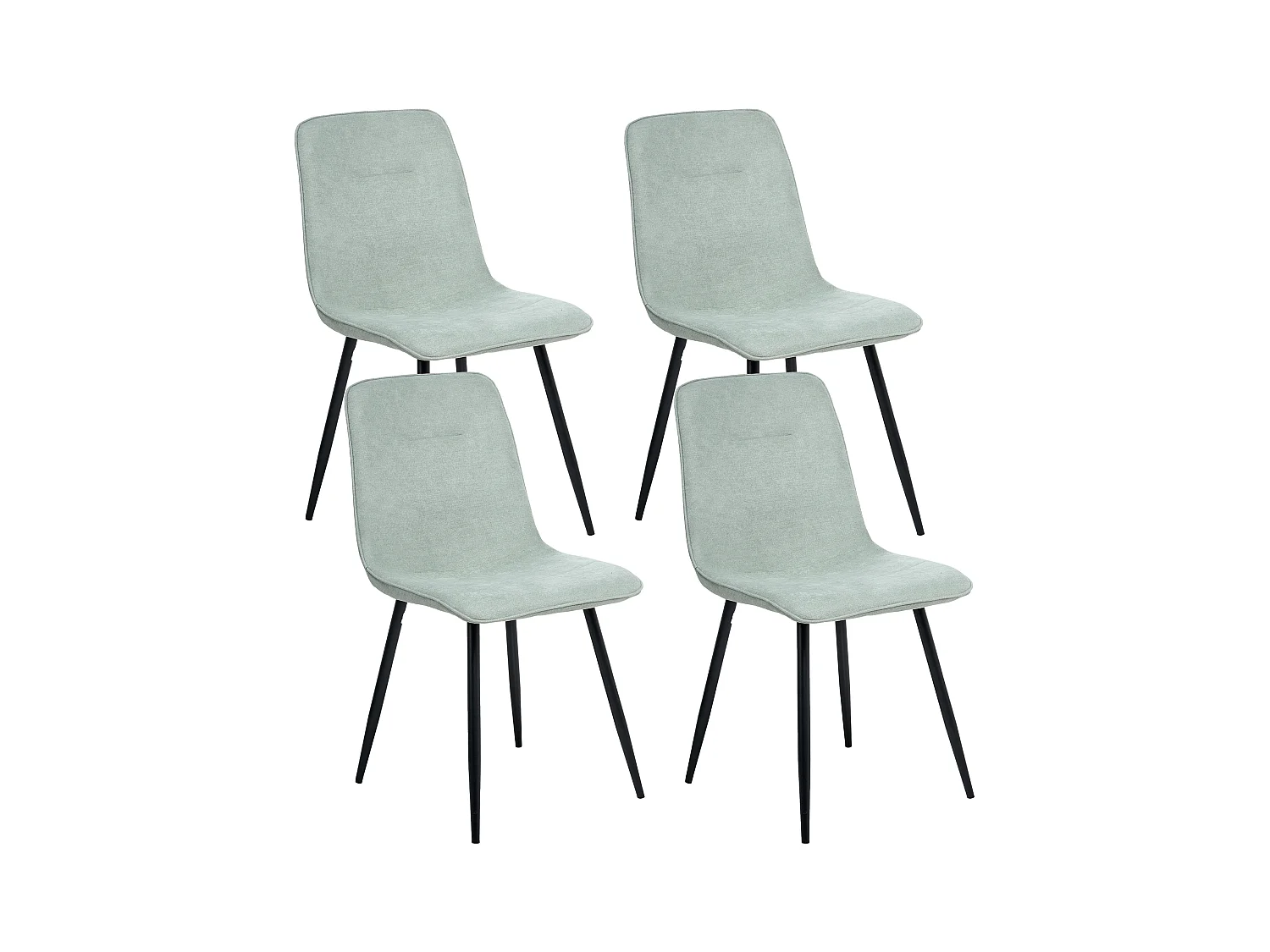 Lot de 4 chaises de salle à manger TUSCOLA Tissu Vert clair