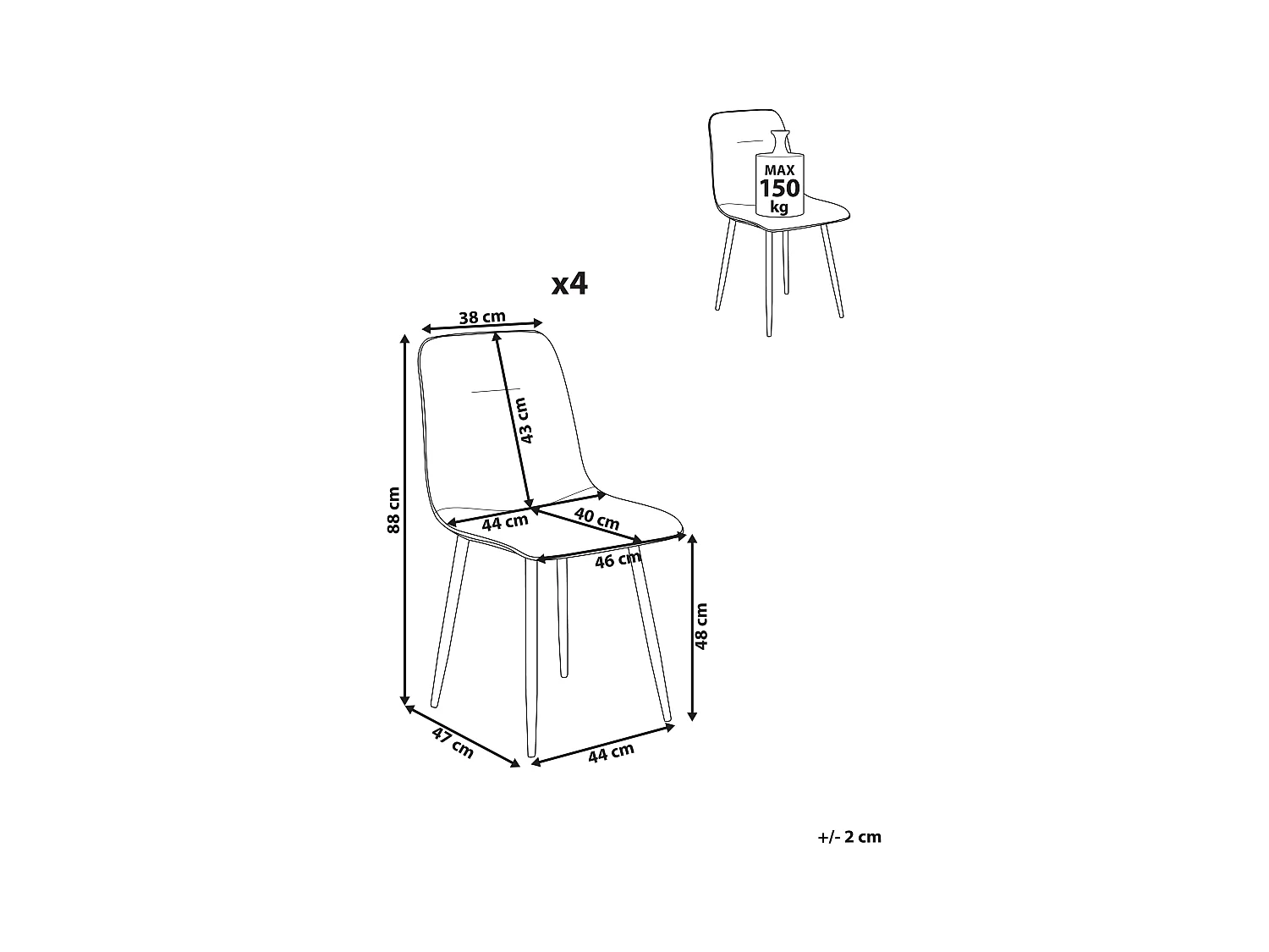 Lot de 4 chaises de salle à manger TUSCOLA Tissu Vert clair