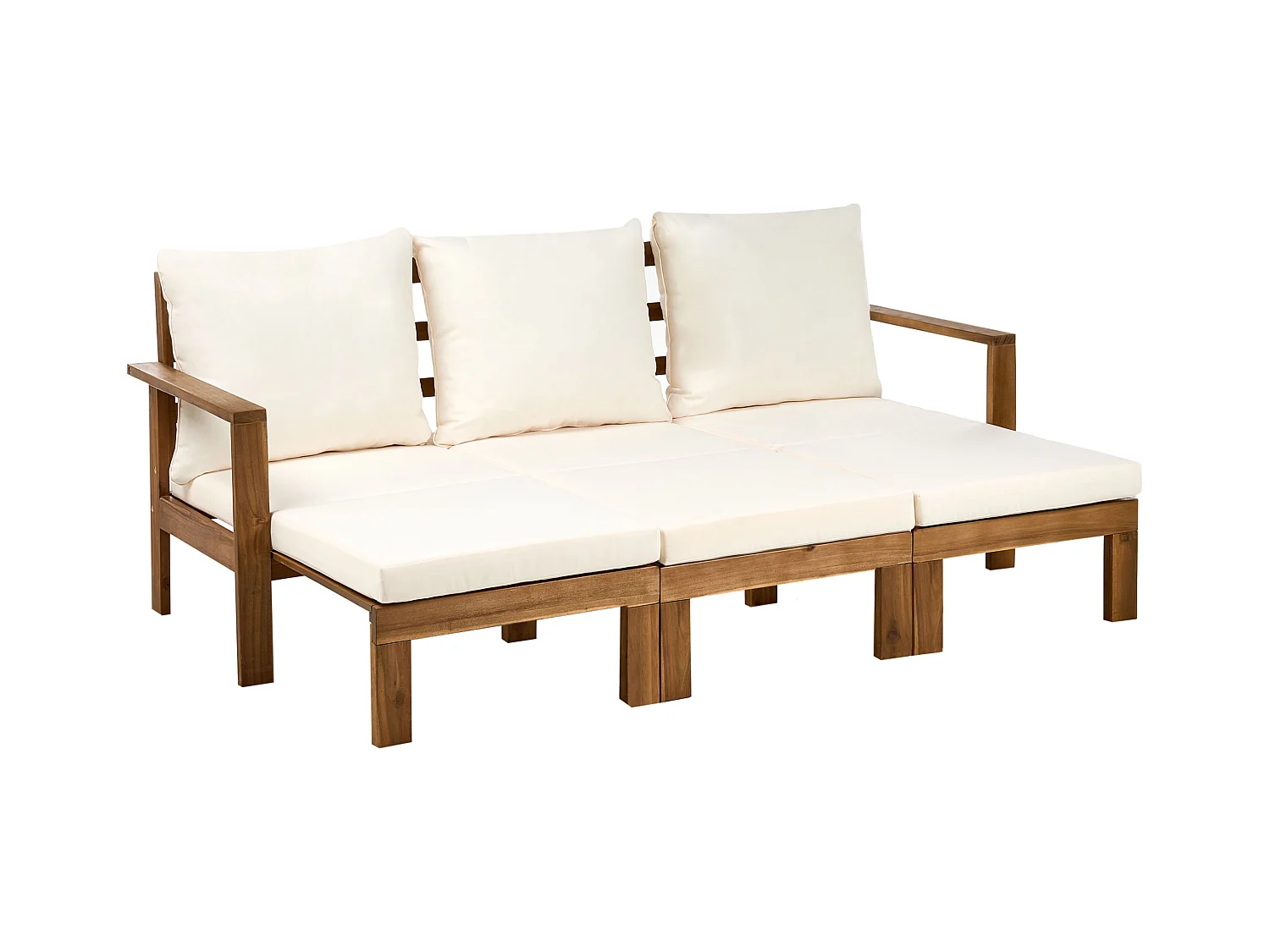 Banc avec coussin d'assise ISOLELLO 190 cm Réglable Acacia Marron