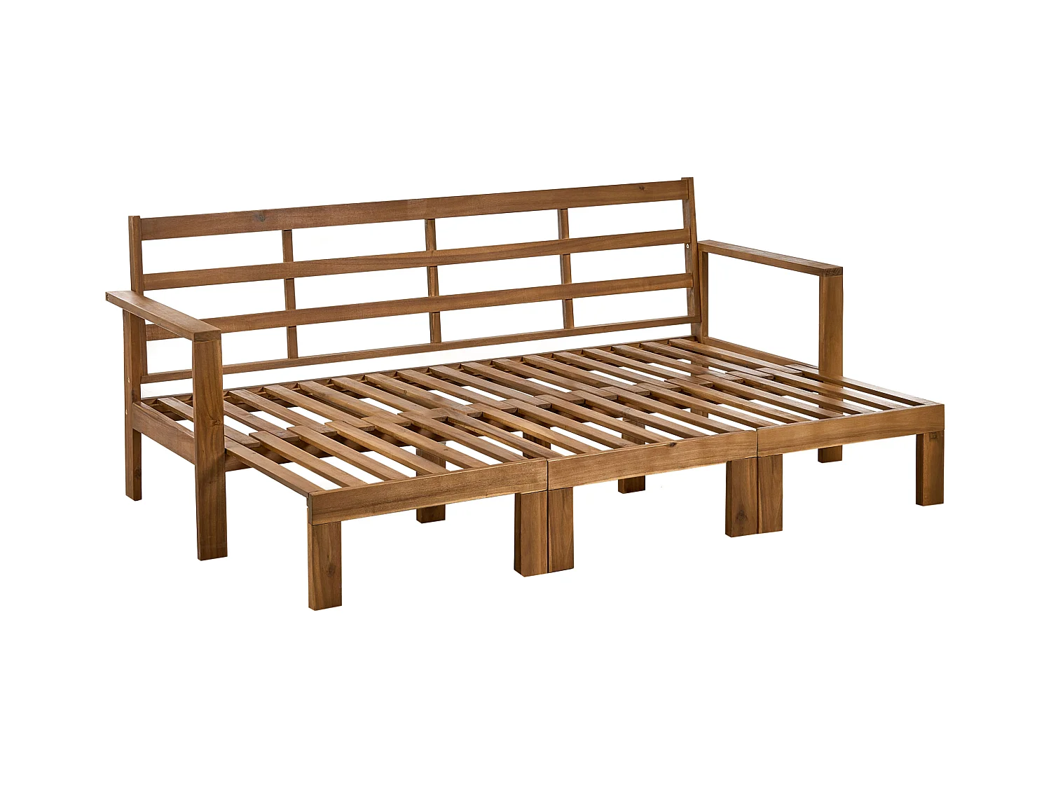 Banc avec coussin d'assise ISOLELLO 190 cm Réglable Acacia Marron