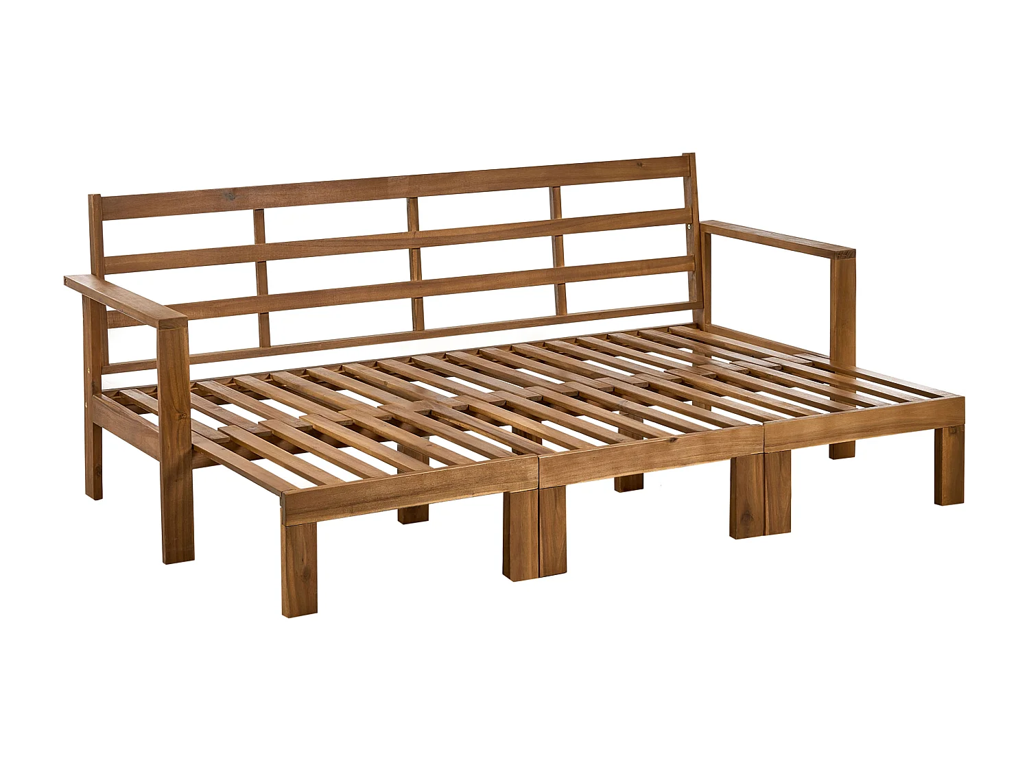 Banc avec coussin d'assise ISOLELLO 190 cm Réglable Acacia Marron