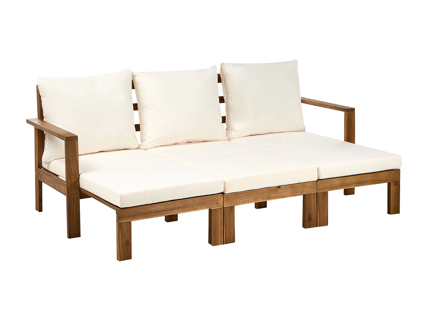Banc avec coussin d'assise ISOLELLO 190 cm Réglable Acacia Marron