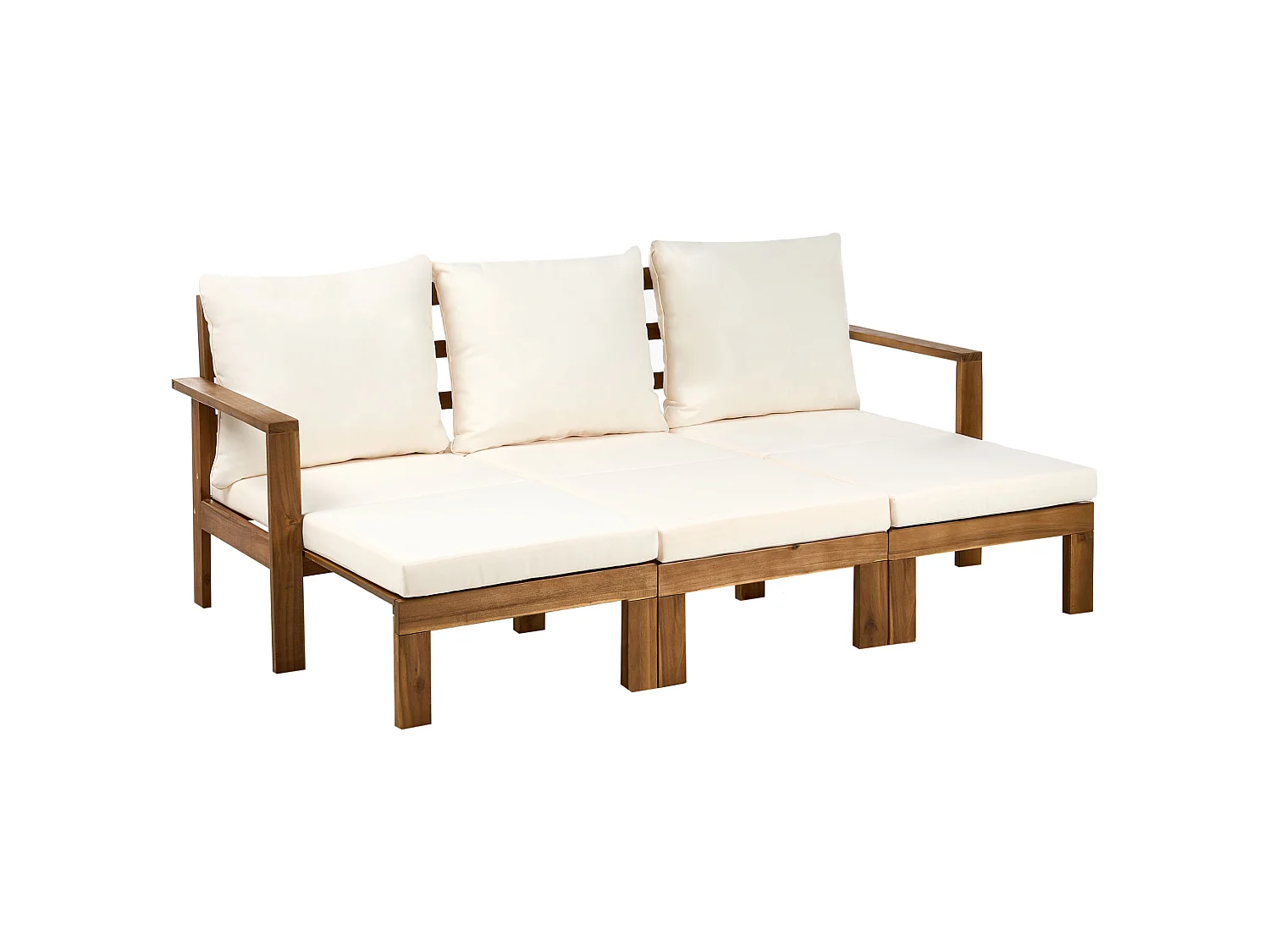 Banc avec coussin d'assise ISOLELLO 190 cm Réglable Acacia Marron