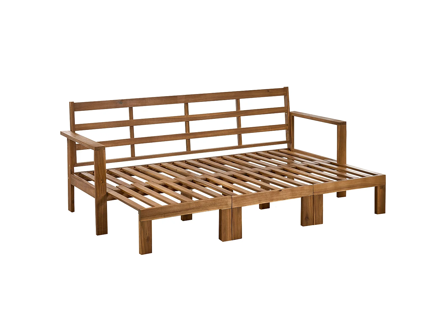 Banc avec coussin d'assise ISOLELLO 190 cm Réglable Acacia Marron