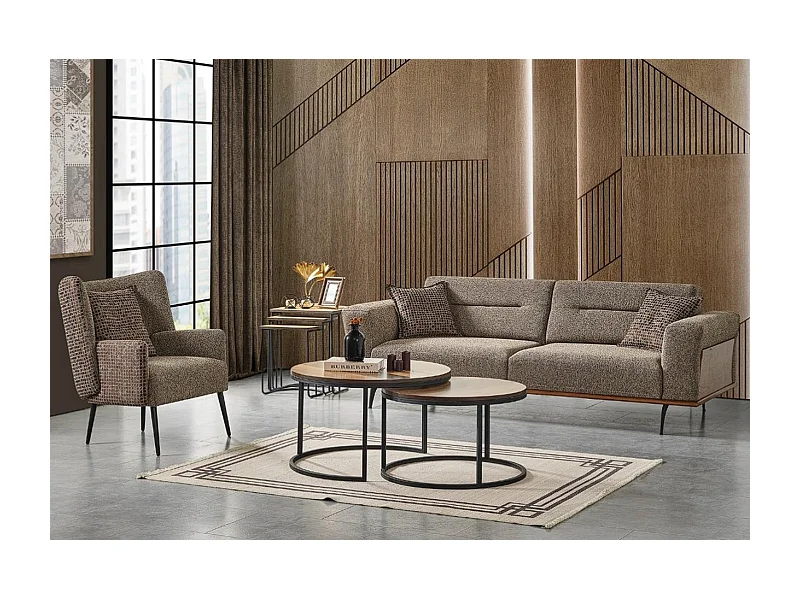 Jessy (Set 3+3+1)/Tessuto/Marrone