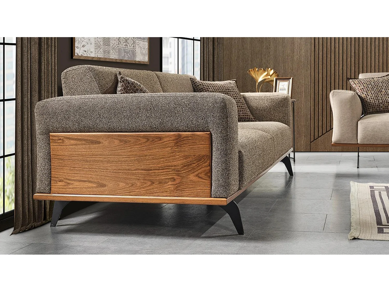 Jessy (Set 3+3+1)/Tessuto/Marrone