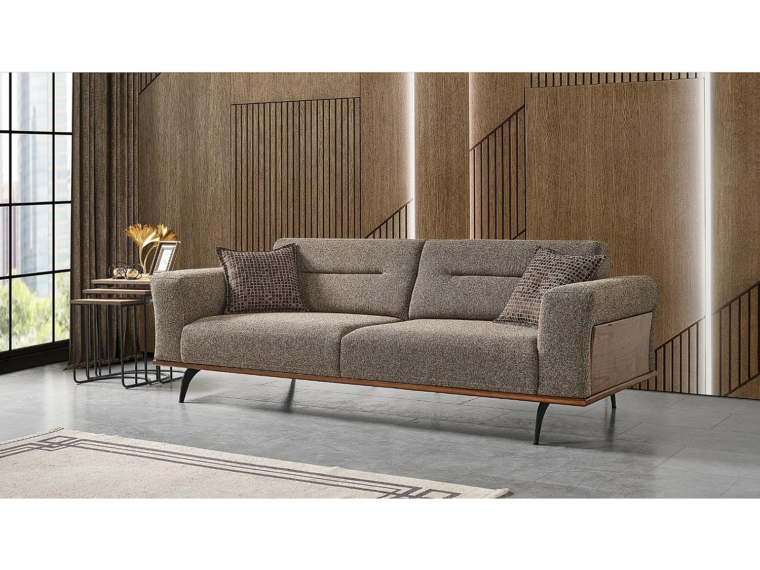 Jessy (Set 3+3+1)/Stoffbezug/Braun