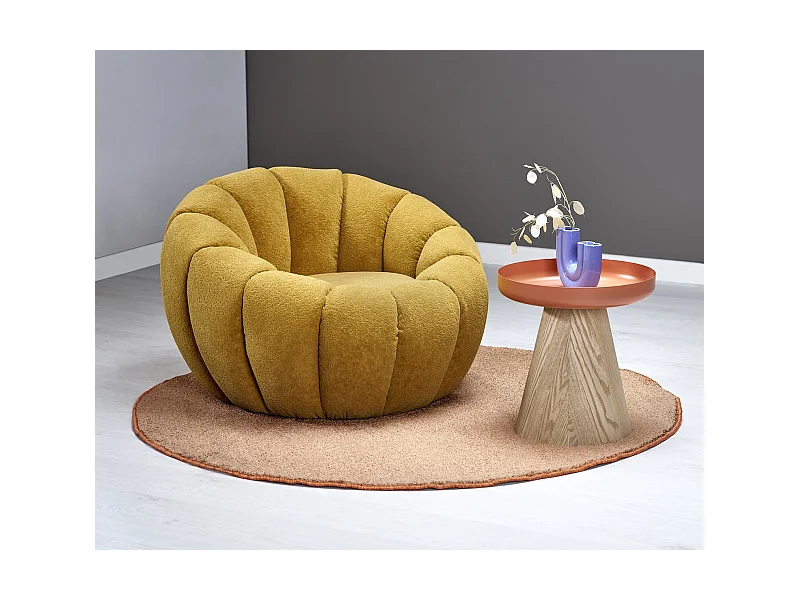 Poltrona Gaspar/rivestimento in tessuto Bouclé/giallo