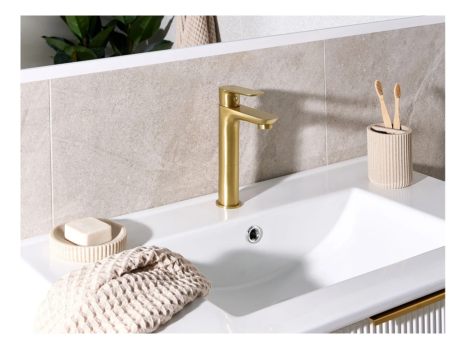 Robinet de lavabo CHIMBOTE Laiton Doré