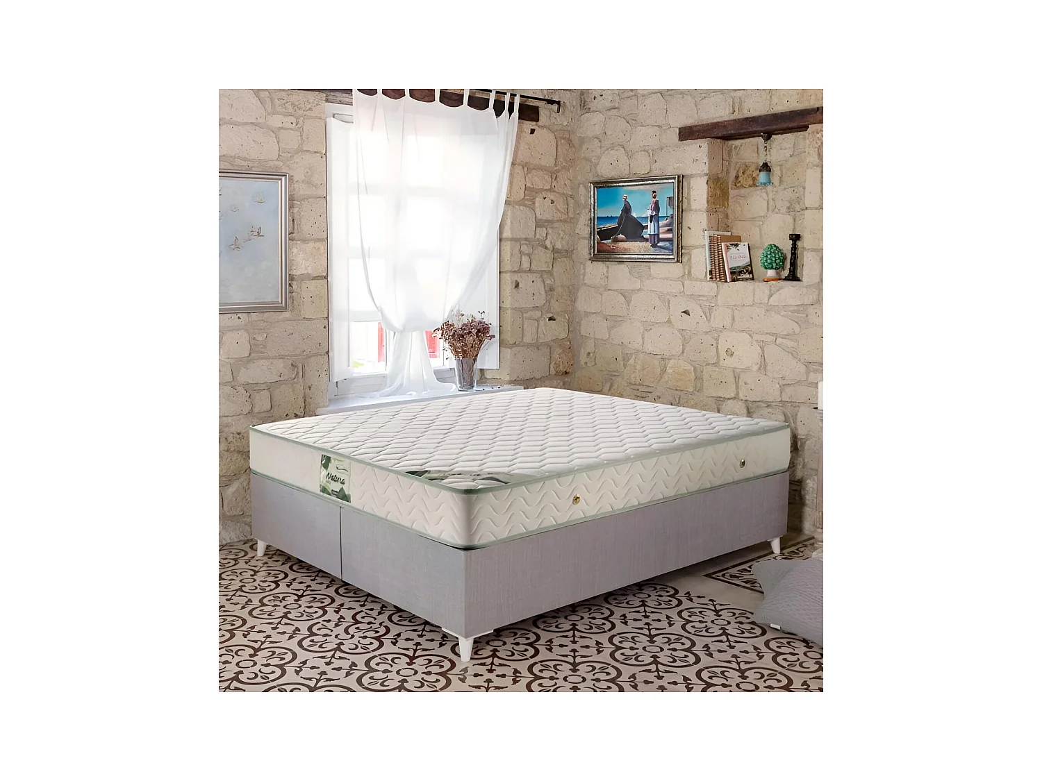 Materasso Almero Natura/90x200/molle e imbottiture/bianco