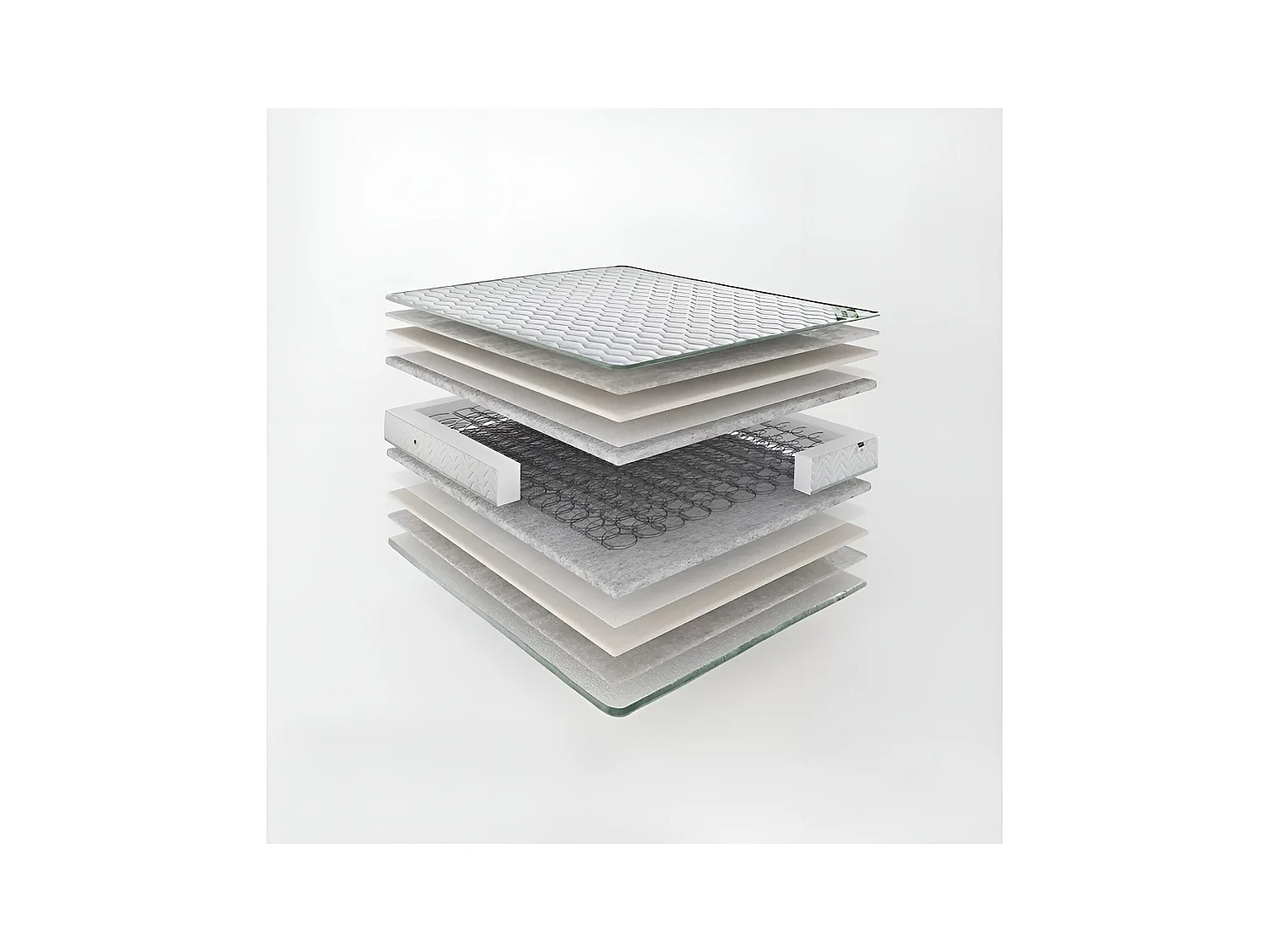 Materasso Almero Natura/90x200/molle e imbottiture/bianco