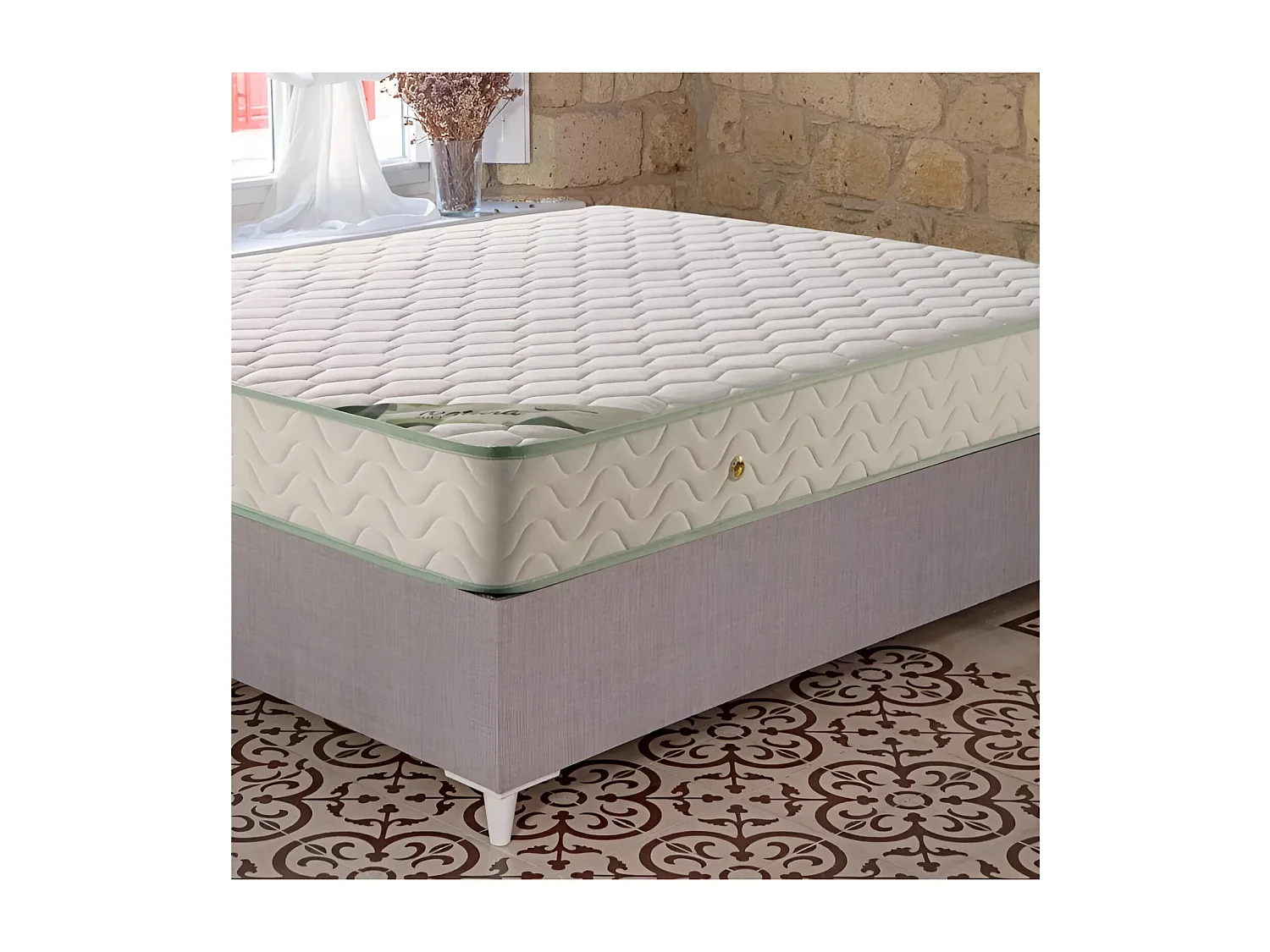 Matelas Almero Natura /90x200/ressorts et alèses/blanc