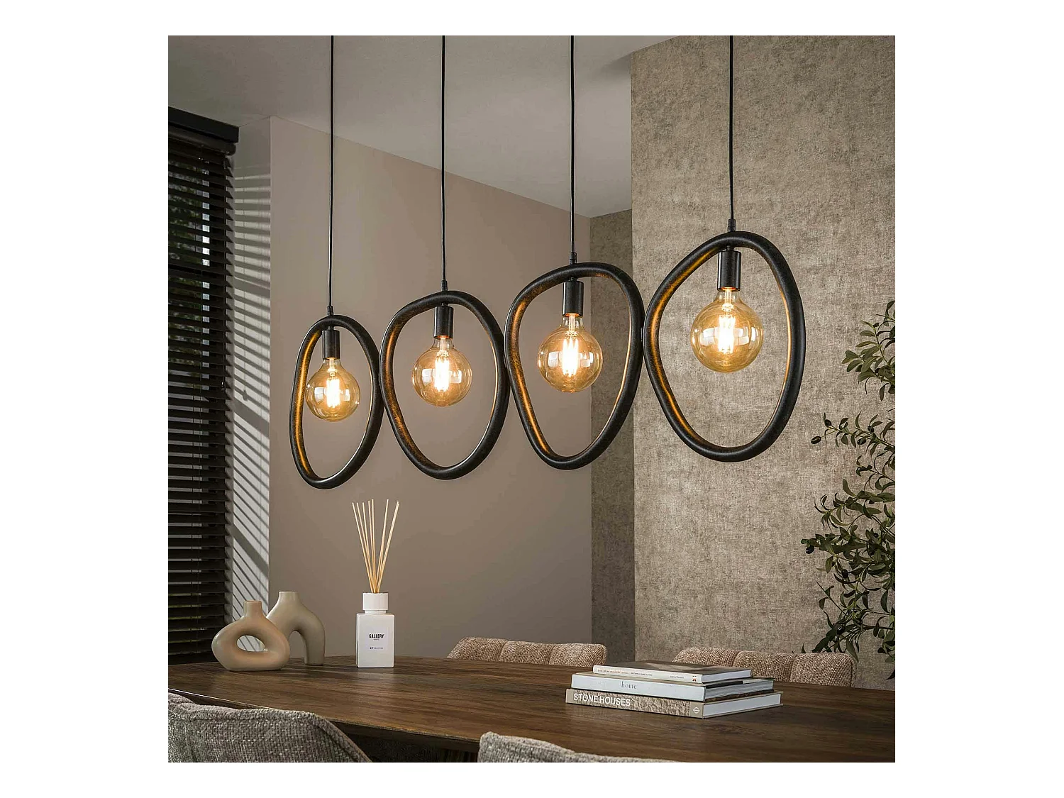 Suspension de cuisine noire – 4 galets en métal TRIBECA