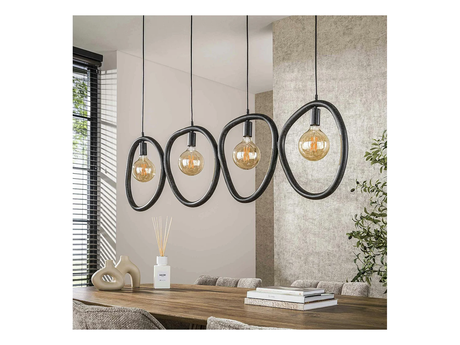 Suspension de cuisine noire – 4 galets en métal TRIBECA