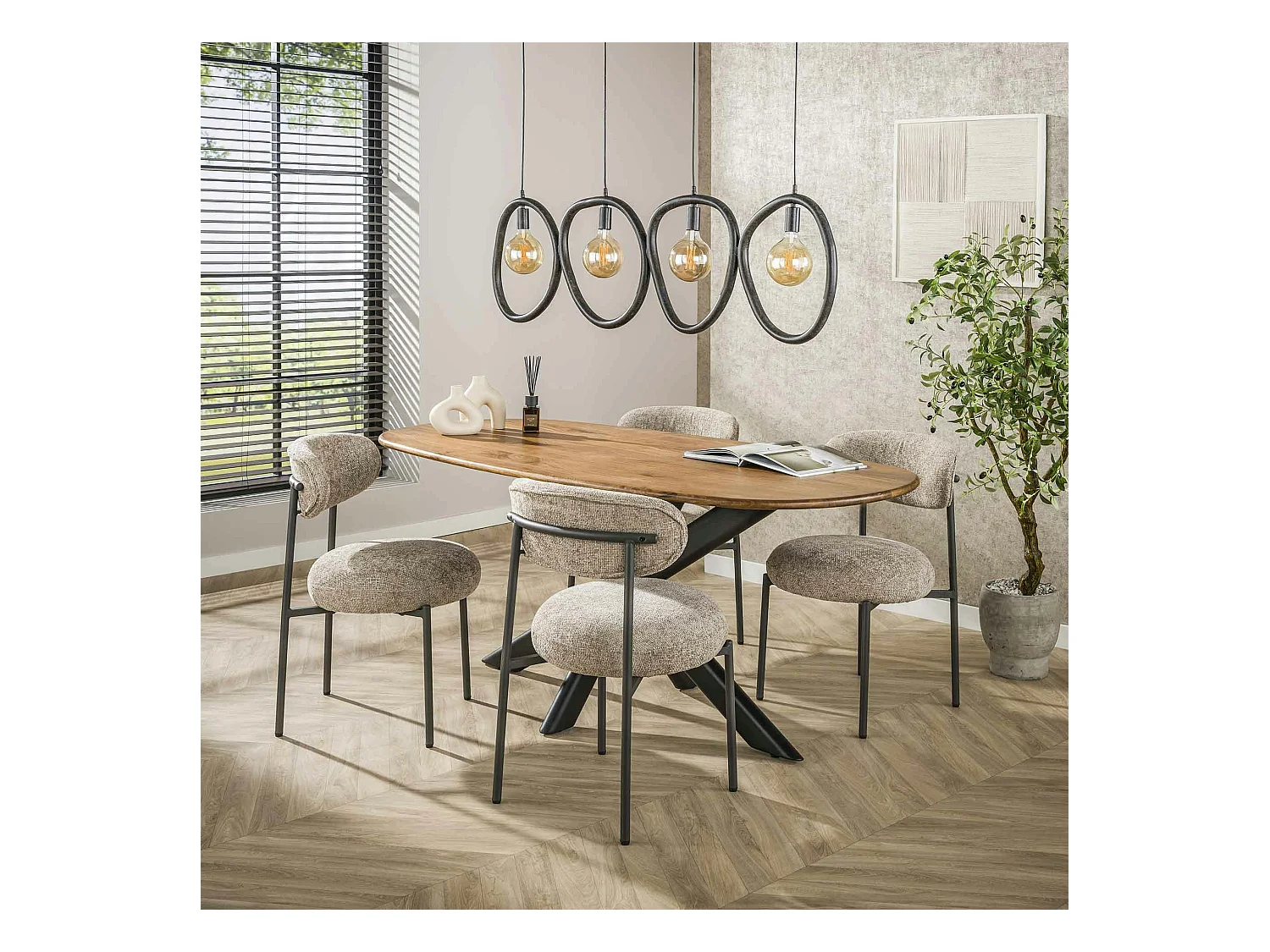 Suspension de cuisine noire – 4 galets en métal TRIBECA