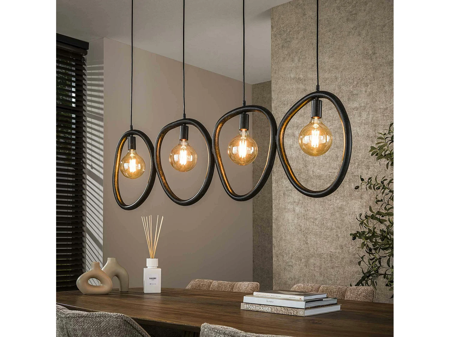 Suspension de cuisine noire – 4 galets en métal TRIBECA