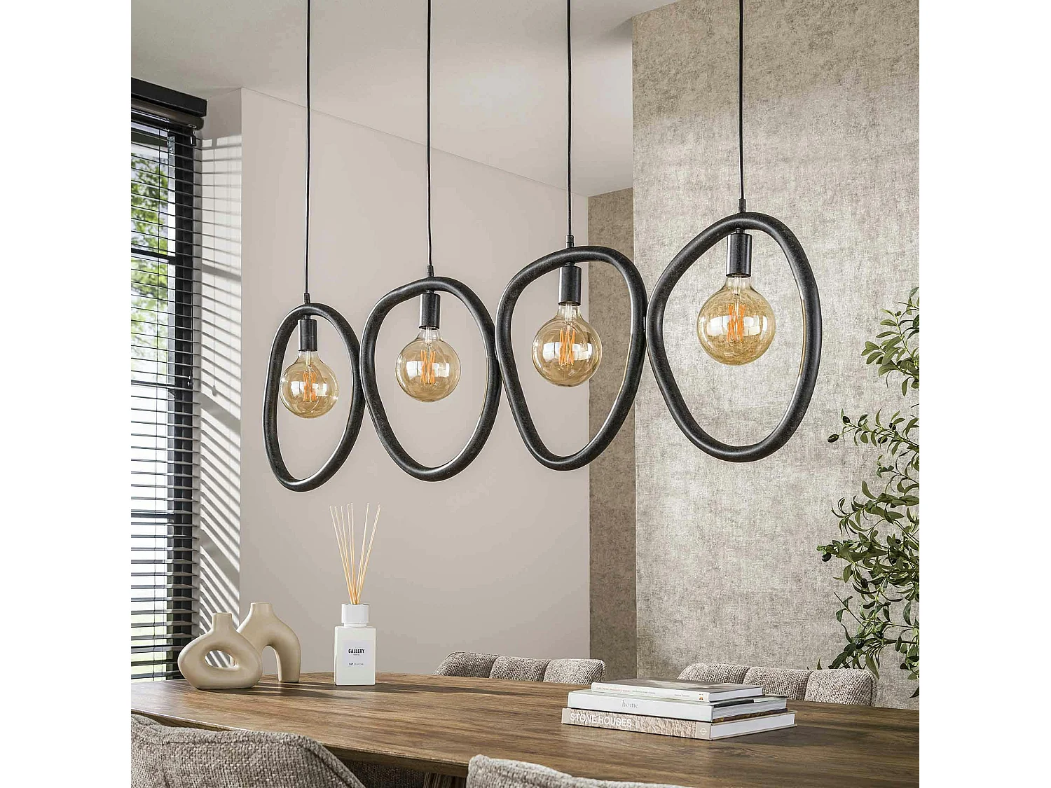 Suspension de cuisine noire – 4 galets en métal TRIBECA