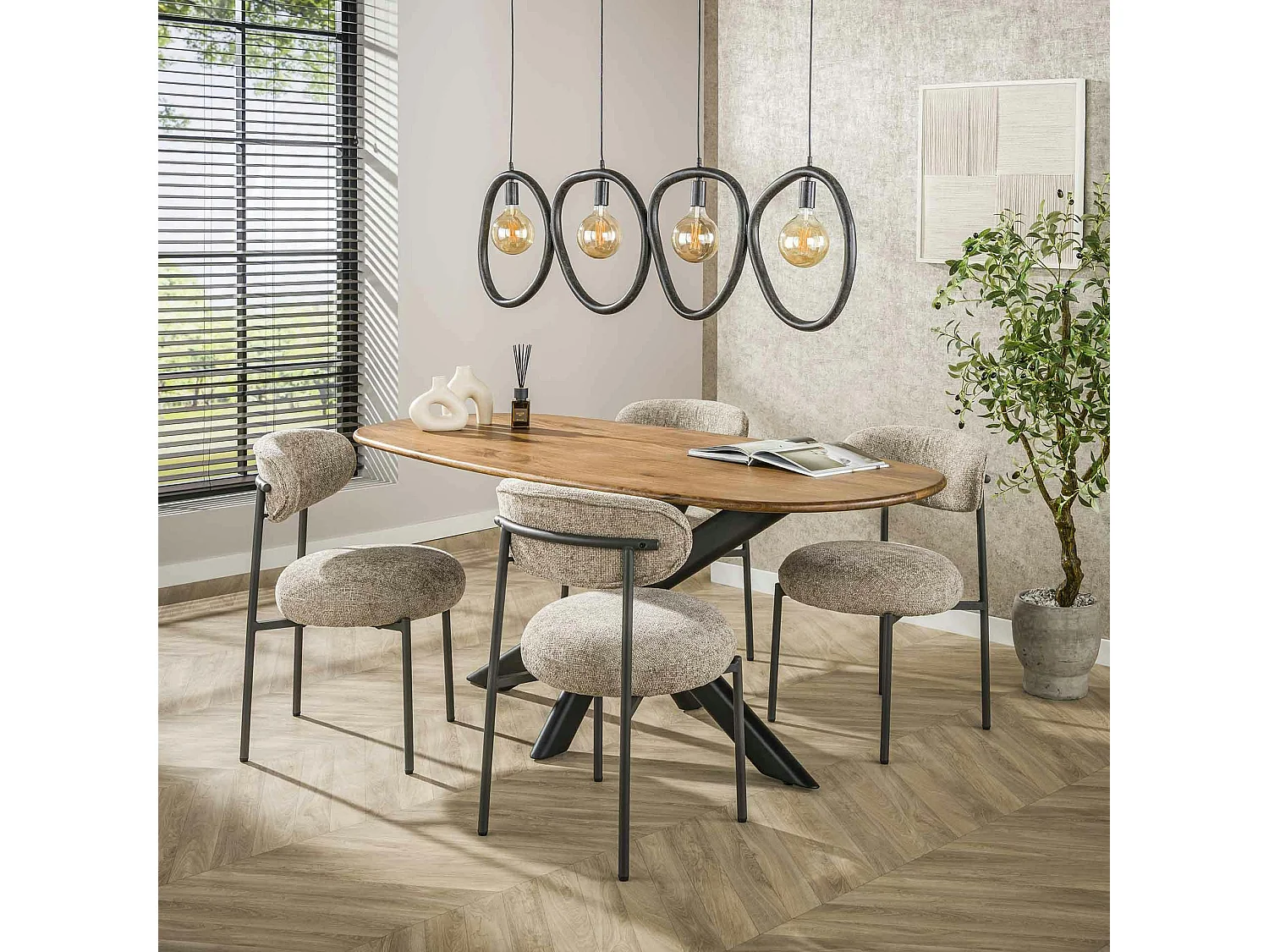 Suspension de cuisine noire – 4 galets en métal TRIBECA