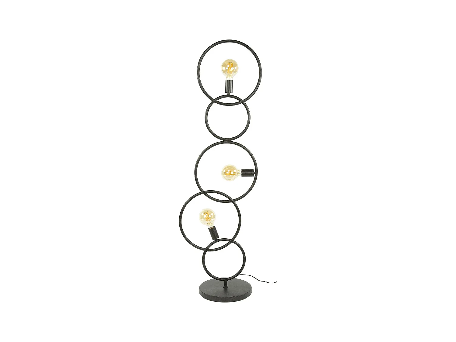 Lampadaire de salon noir – 5 anneaux design TRIBECA