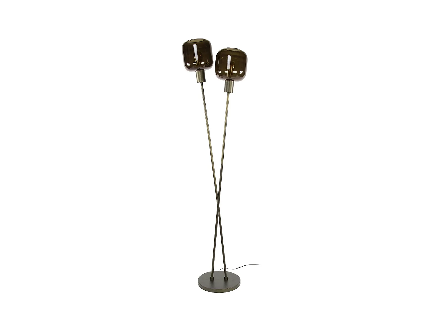 Lampadaire vintage verre – 2 abat–jour croisés bronze NOVA