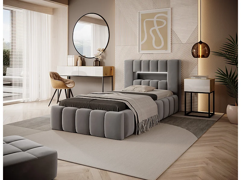 Lit Hero XS (90x200)/Tissu-Gris