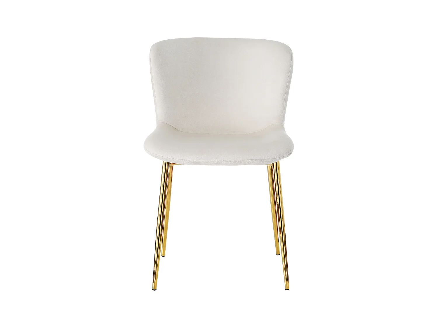 4er Set Esszimmerstühle - Stuhl mit Rückenlehne und vier Metallbeinen - beige samt