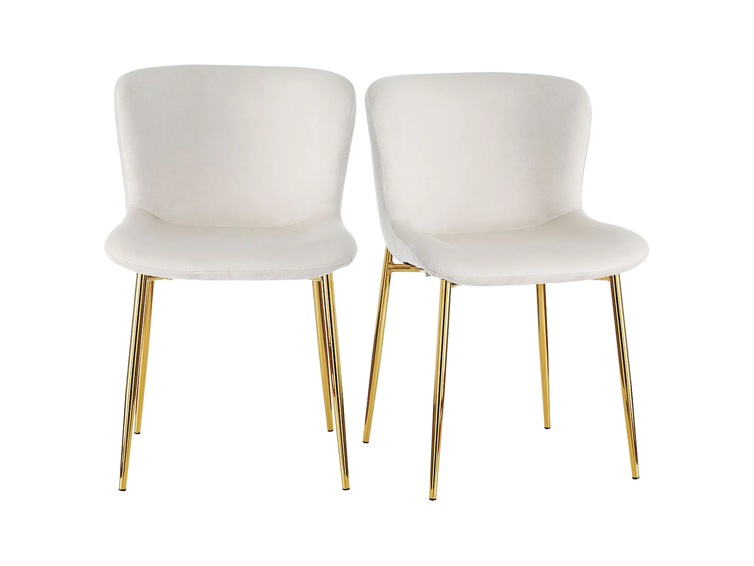 4er Set Esszimmerstühle - Stuhl mit Rückenlehne und vier Metallbeinen - beige samt