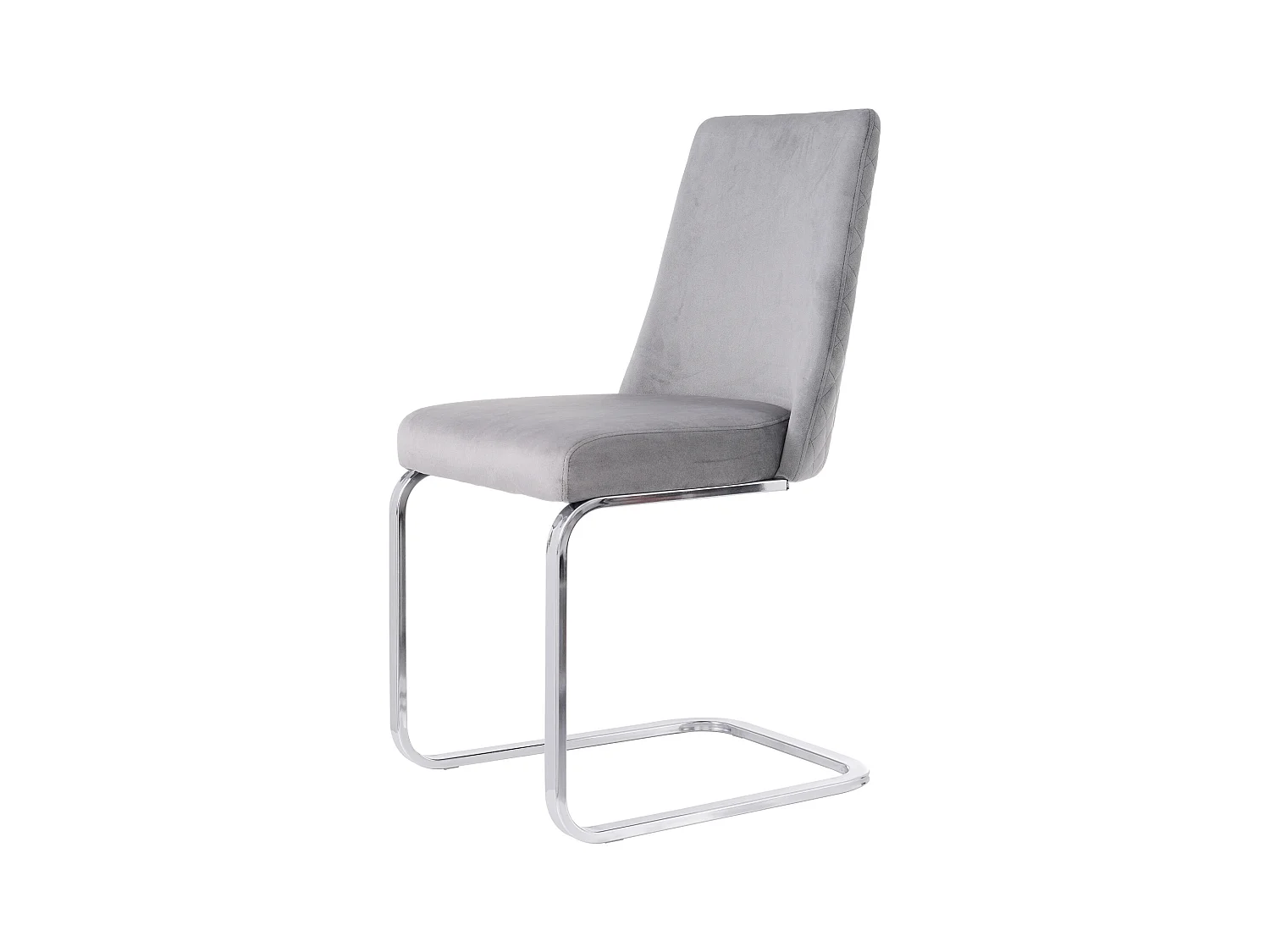 Lot de 2 chaises de salle à manger - velours gris - avec dossier rembourré et pieds en métal argenté