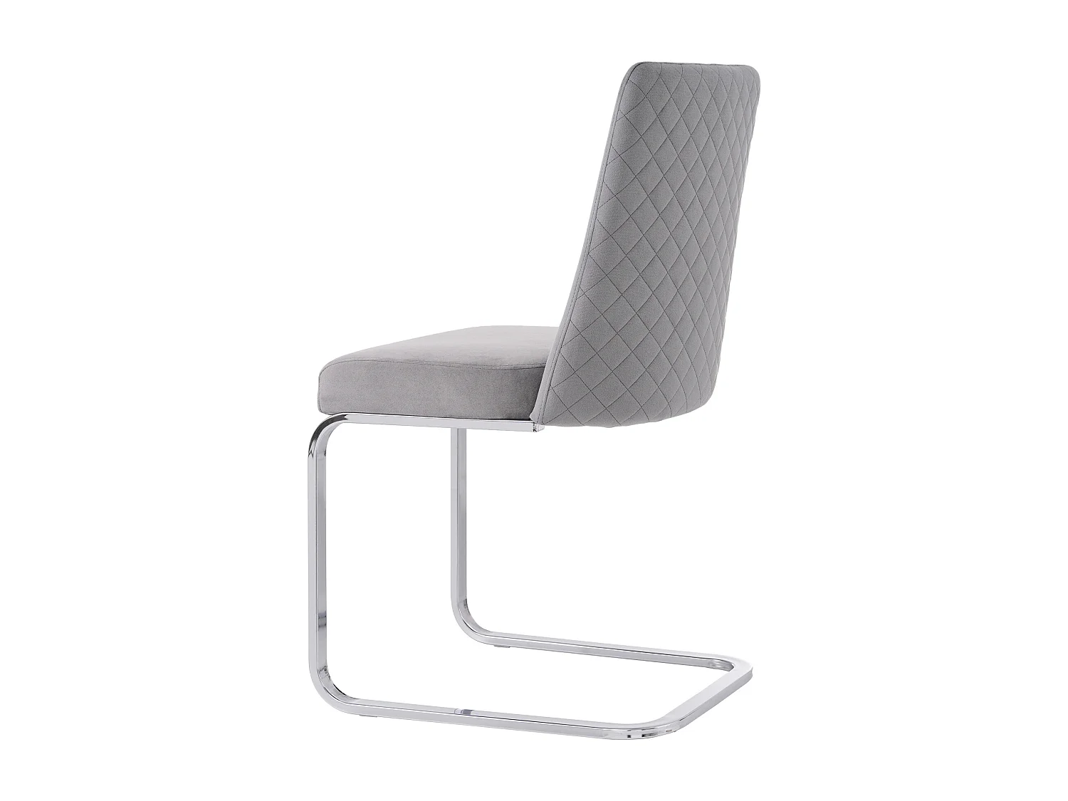 Set van 2 eetkamerstoelen - grijs fluweel - met gewatteerde rugleuning en zilveren metalen poten