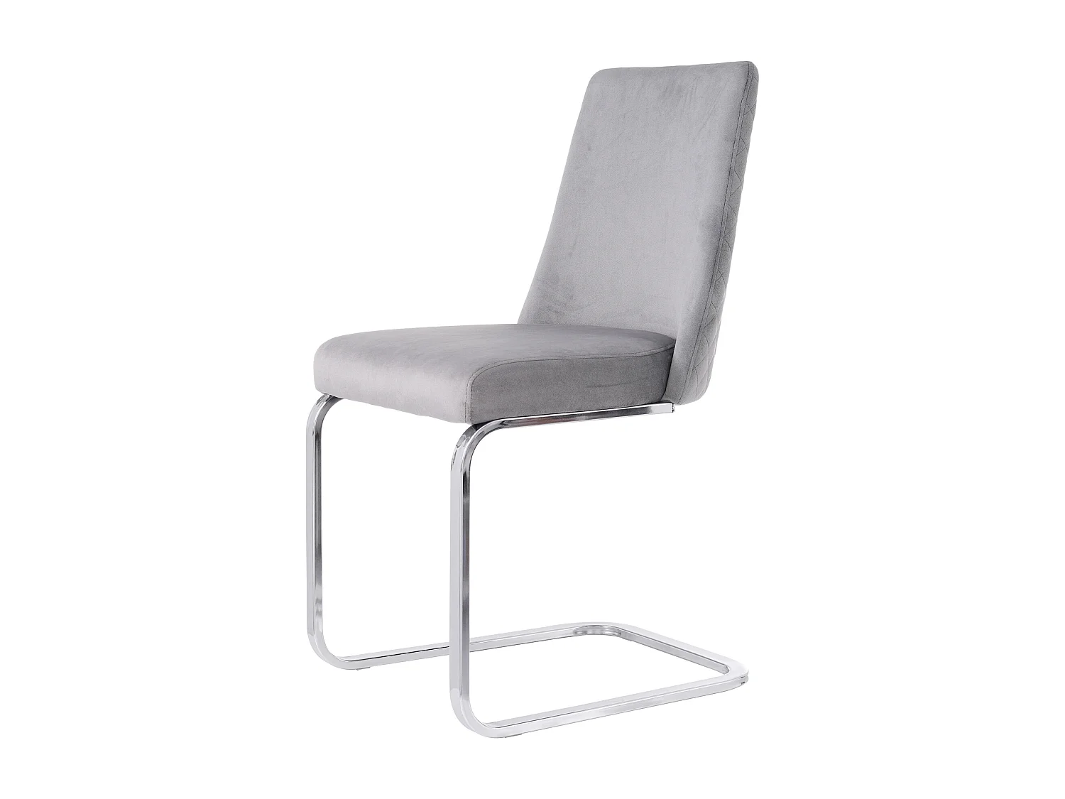 Lot de 2 chaises de salle à manger - velours gris - avec dossier rembourré et pieds en métal argenté